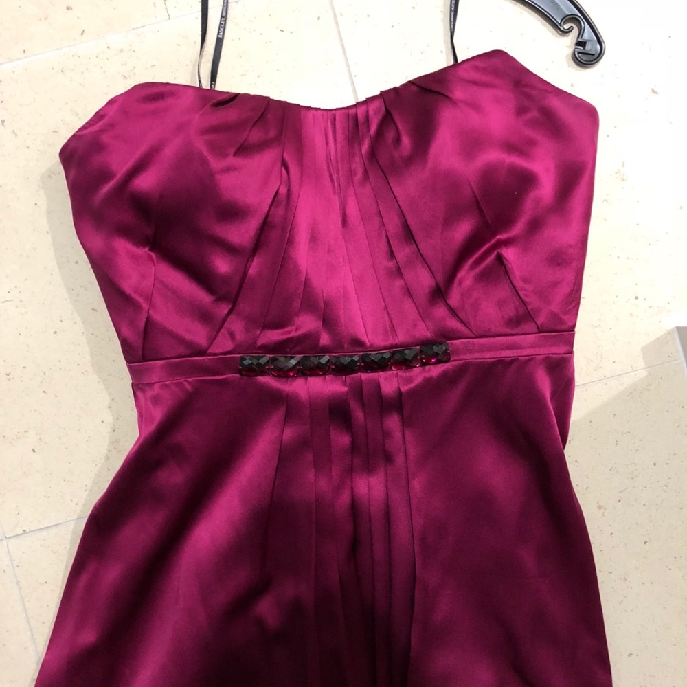 B. Mischka Maroon Tube Top/Strapless Evening Gown